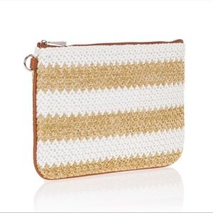 Thirty-One Rubie Mini White Striped Straw Bag